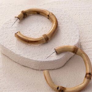 Paparazzi Bamboo Hoop Earrings - Tan